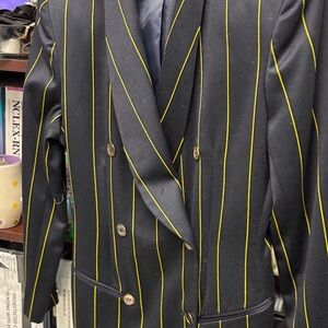 Tahari Black and Yellow Striped Midi Dress